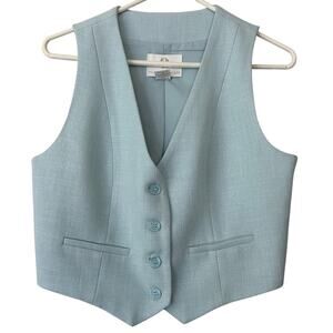 House of Harlow 1960 Woven twill Button-Up Vest academia baby blue preppy S